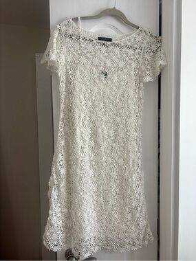 Ralph Lauren Cream Floral Crochet Mini Dress